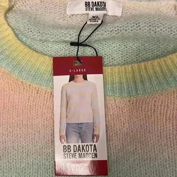 BB Dakota Steve Madden pastel rainbow ombre ice cream sweater XL NWT - Picture 2 of 5
